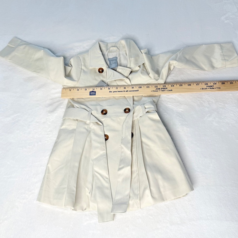 Tahari Girls Ivory Trench Coat Jacket Belted Double Breasted Size 5/6 - Picture 9 of 11